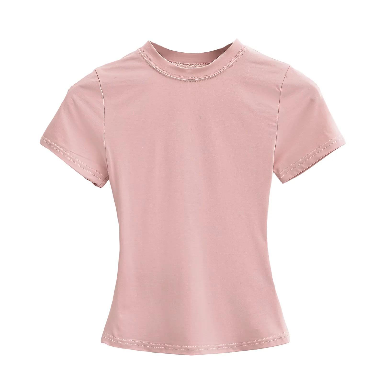 

Solid Color Crew Neck Short Sleeve Slimming T-Shirt - 2025 Summer Collection Small