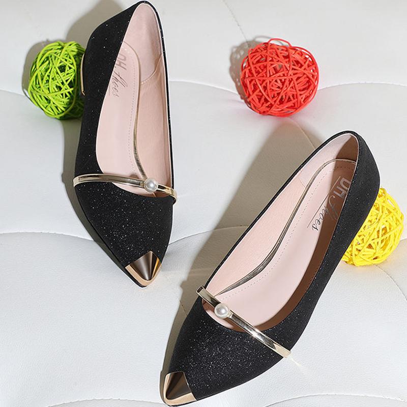 Glossy Flat Single Shoes Pointed Toe Flat Flat Heel Non-slip Comfortable Single Shoes Women's Shoes for Work and Work