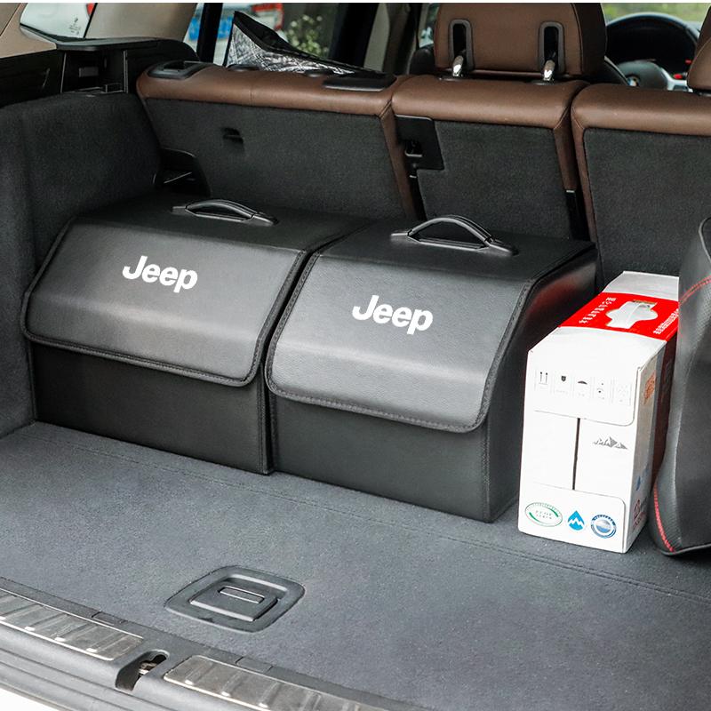Car Trunk Organizer Box Foldable Leather Auto Storage Bag Large Capacity For Jeep Grand Cherokee Wrangler Gladiator Valve Stem AKV1