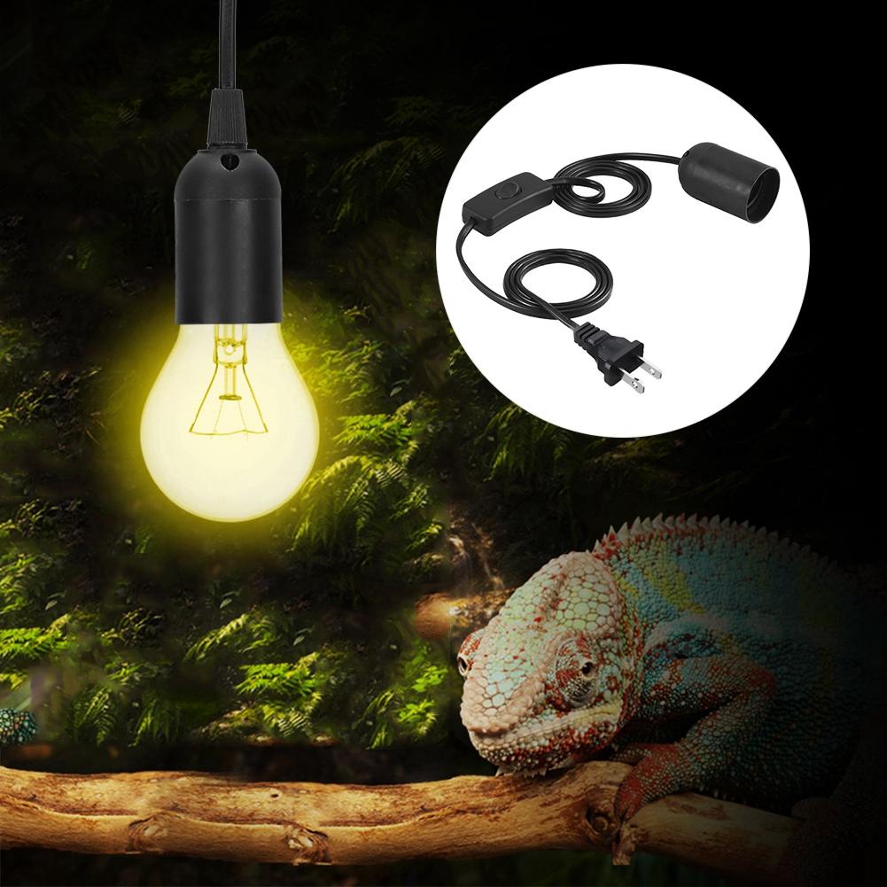 Plastic Black E27 Ceramic Heating Strip Independent Switch Lamp Holder for Reptile Tortoise