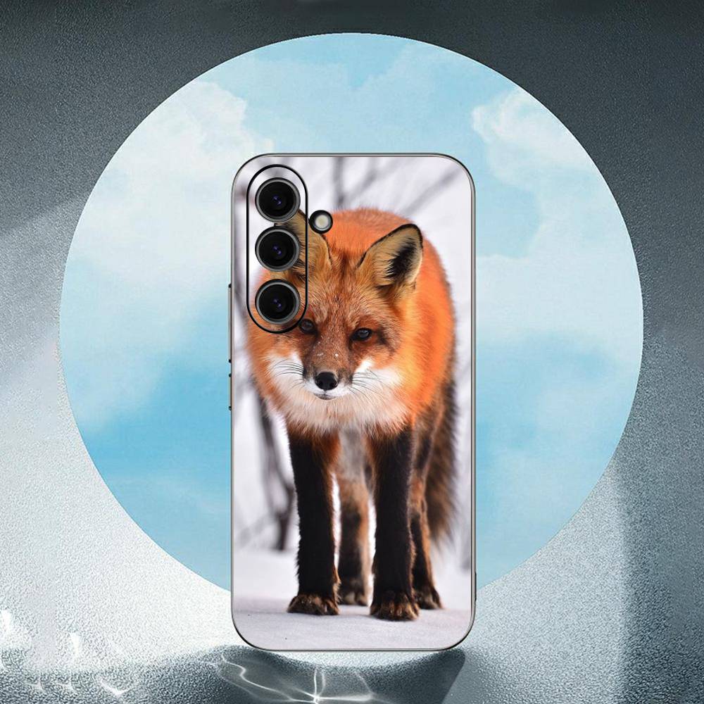 Animal Fox Luxury Black Phone Case For Samsung Galaxy S23 S24 S25 Ultra S22 Plus S21