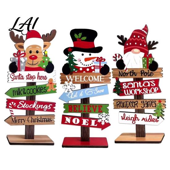 Holiday Mantle Decorations Christmas Table Decoration Rustic Wooden Tabletop Sign Vintage Farmhouse Decorative Home Accents Desktop Plaque for Party