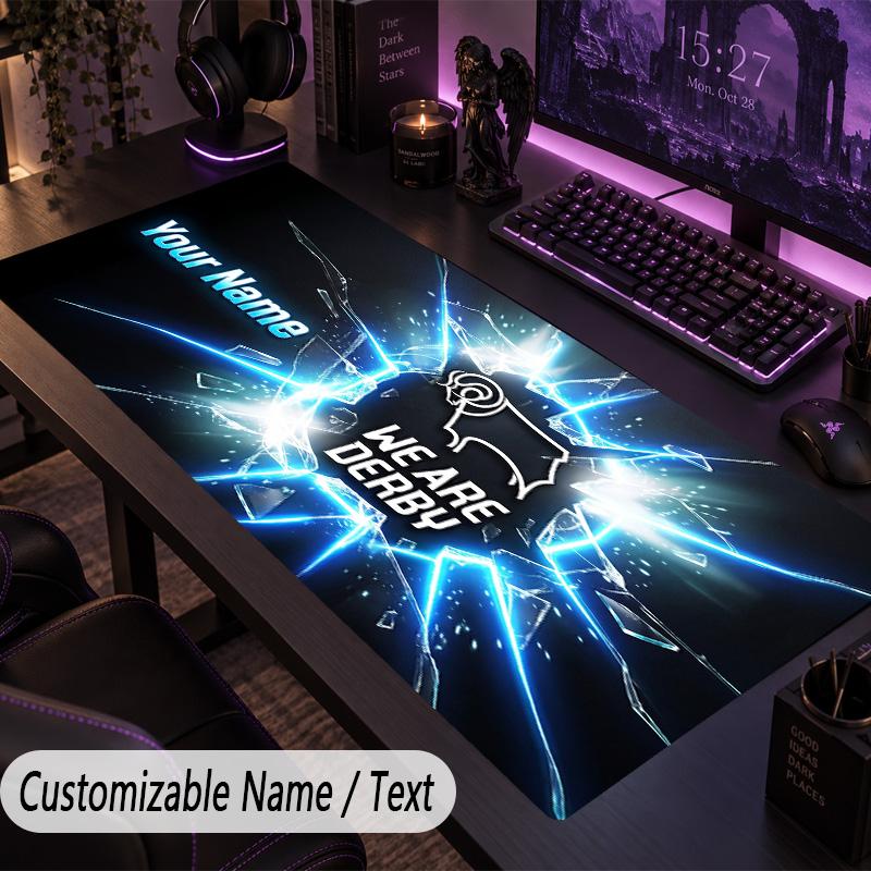 Large Mouse PadDerby County Custom Name Text Personalized Desk Mat Non Slip Gaming Pad