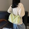Solid color large-capacity cloth bag women's versatile messenger bag college student class bag lightweight sports shoulder bag