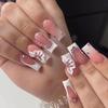 24Pcs French Long Ballet Square Fake Nails Removable Full Cover Press On Nails Acrylic False Nail Tips