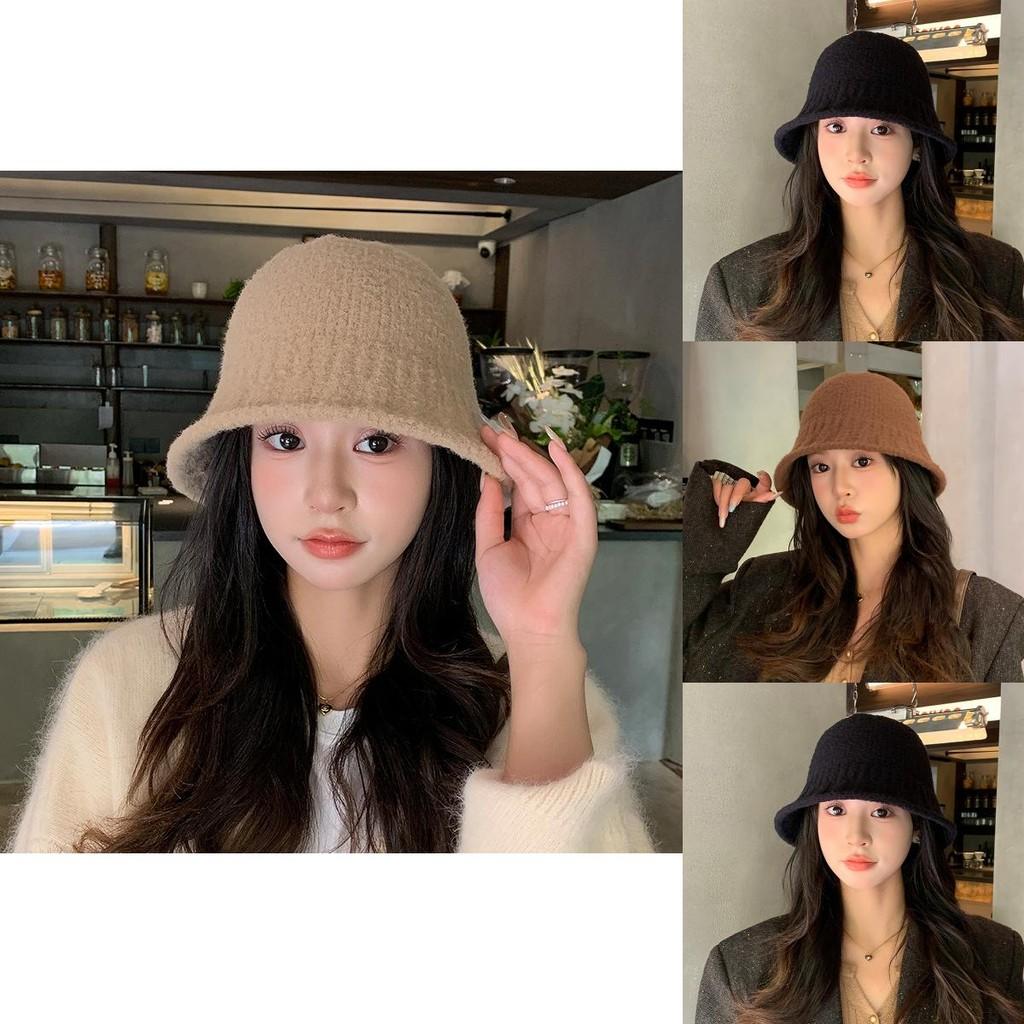 Simple Water Bucket Hat For Women With Warm Knit Material For Autumn And Winter