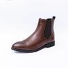 Fashion Men's Boots Business Ankle Boots Red Sole Pointed Toe Dress Boots British High Top Leather Shoes Slip-On Casual Men Chelsea Boot
