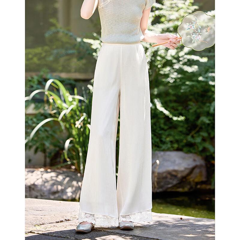 Like Water Years 2025 Petite Freizeithose mit Spitzenbesatz