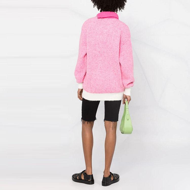 Ganni Ss22 Long Sleeve Pullover Wool Sweater Women sweater Pink K1614-530