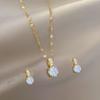 3pcs Women's Fashion Synthetic Zirconia Earring and Necklace Jewelry Set / Adjustable Minimalist Chain Style Accessories
