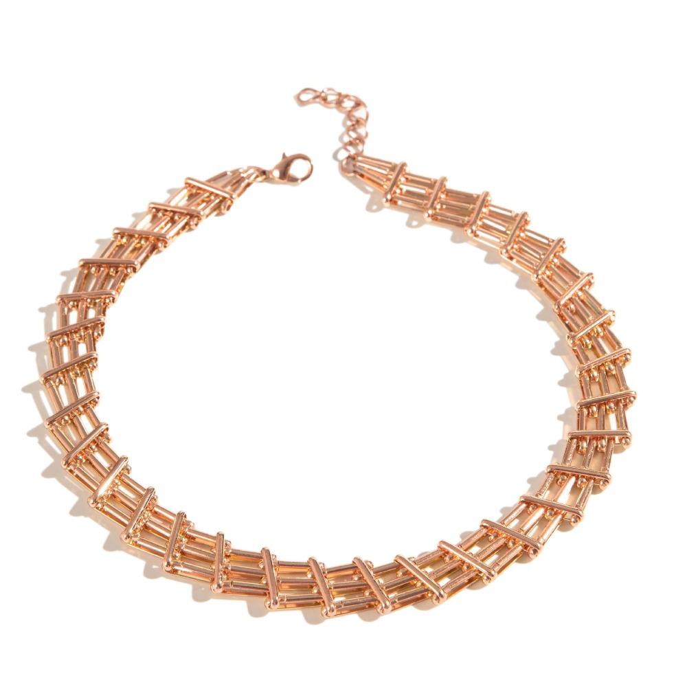 Mesh Design Exaggerated Cuban Chunky Chain Zinc Zinc Alloy Steampunk Choker Cool Hip Hop Necklace  Girls