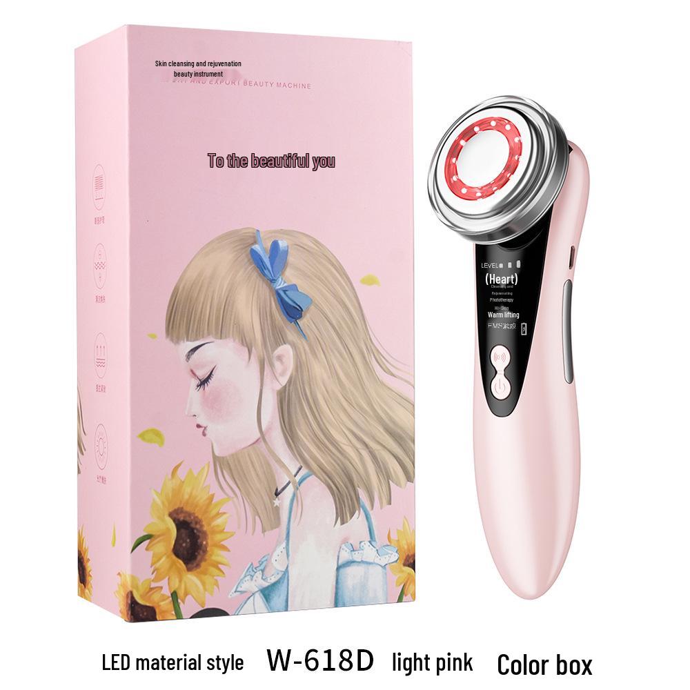 Ultrasonic Electronic Facial Beauty Device with Red & Blue Light Therapy