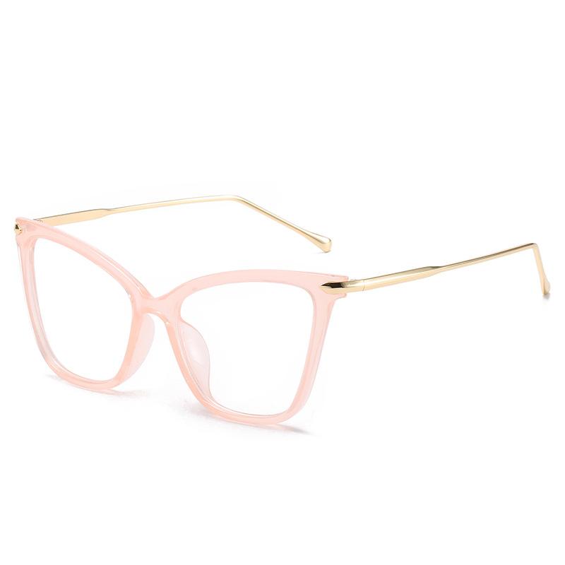 Metal Leg Eyeglass Glasses Vintage Plain Glasses Female Personality Large Frame Simple Cat's Eye Frame