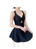 Women's Solid Swim Dress One Piece Padded Cross Back Swimsuit Ruched Tummy Control Monokini Sexy Hollow Out Hot Spring Swimwear Slimming Bathing Suit
