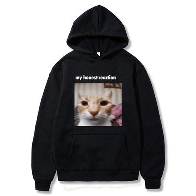 My Honest Reaction Funny Cat Meme Graphic Tops Men Women Clothing Fashion Harajuku Casual Cotton Tops Loose Casual Style Clothes