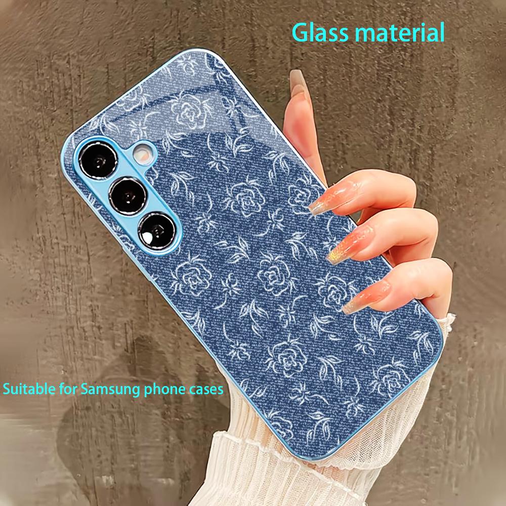 Simplicity Embroidery PhoneCase for Samsung Galaxy S26 S25 S24 S23 S22 FE Ultra Plus Built-in glass feel bare machine Men women