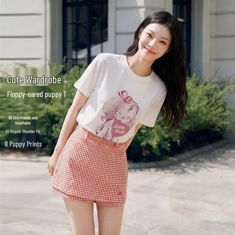 

Ledding Футболка с принтом щенка в форме сердца, мультяшная XS