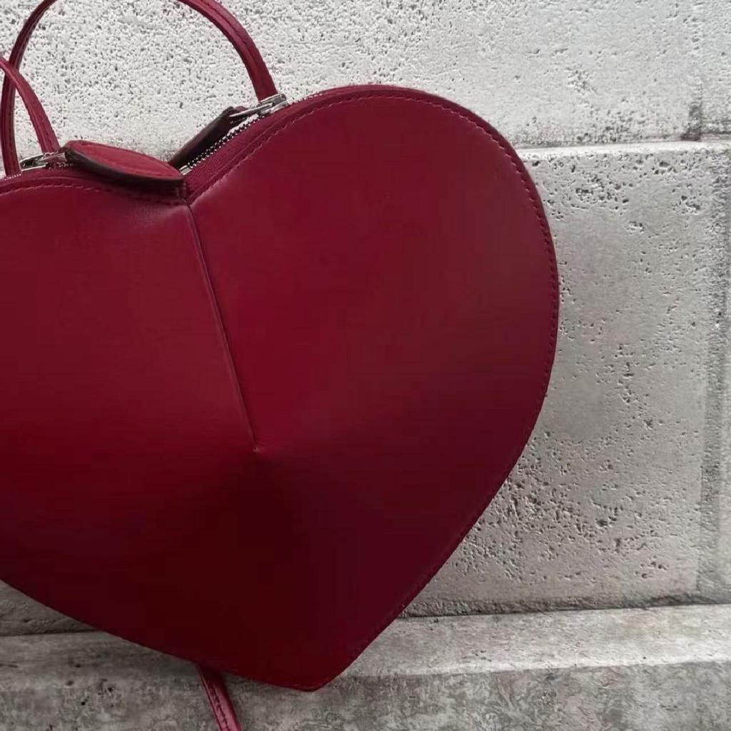 LECOEUR Genuine Leather Heart-Shaped Crossbody Shoulder Bag