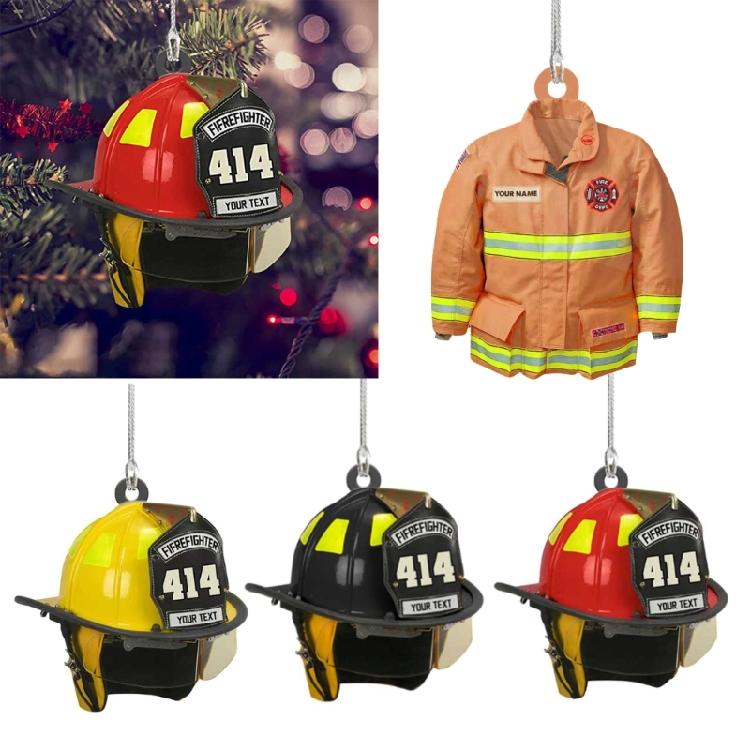 Kreativa Akryl Brandman Väska Hänge Nyckelringar Hängande på Julgran De