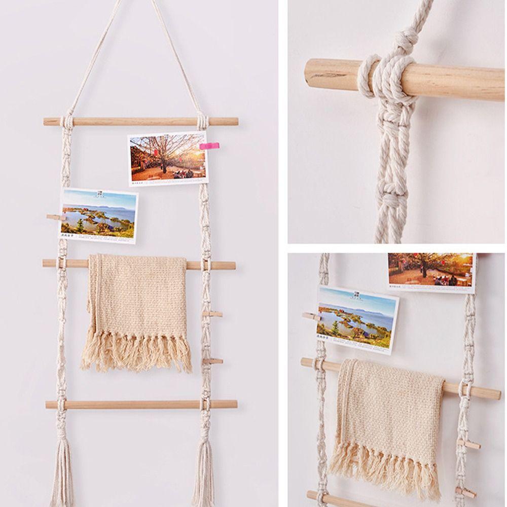 Craft Cotton Rope Decorative Shelf Wall Mounted Handmade Woven Tapestry Stylish Creative Storage Rack Photo Storage