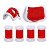 6Pcs Christmas Santa Leg Wraps Horse Hat Saddle Pad with Faux Fur Trim Santa Hat Saddle Pads Leg Wraps Multi-Purpose for Horses