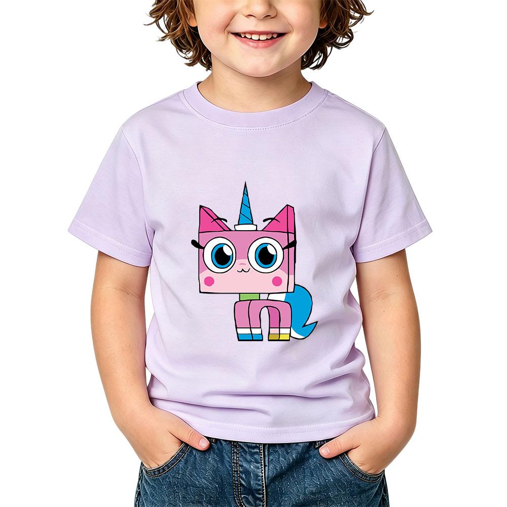 Unikitty Cartoon Children's T-Shirt 100% Cotton Graphic Printing Kids Tees Cute Boys Baby Girls Tops O-Neck Short Sleeve Summer