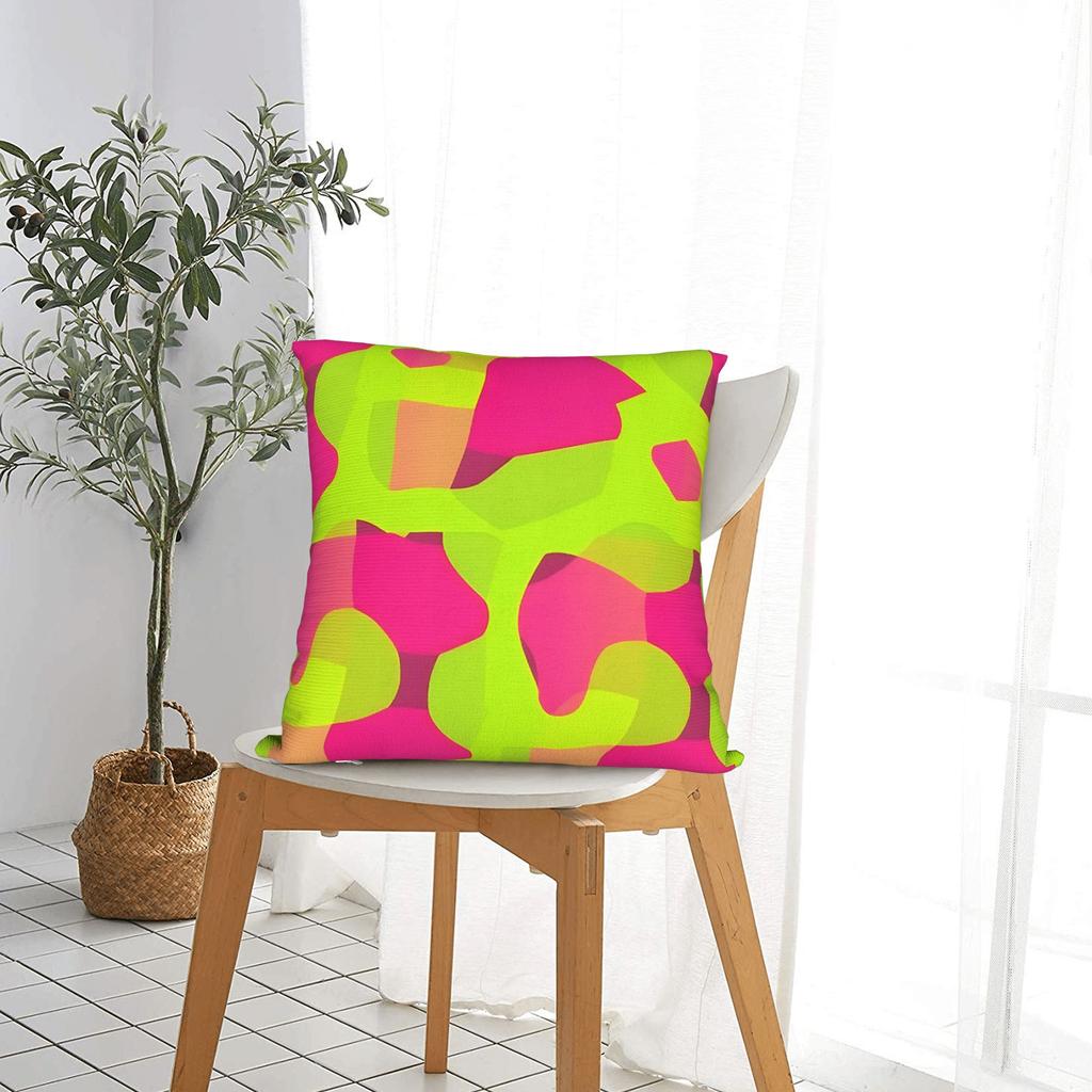 Lime Green Abstract Pattern Pillow Cover Print Cushion Cover Cute Funny Pillow Case For Living Room Chair