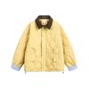 Unisex Retro College Style Quilted Cotton Puffer Jacket With Turn-Down Collar Thick Warm Winter Short Coat Teens Adults