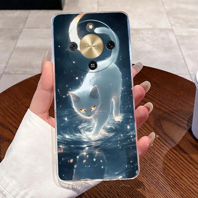 

Soft TPU Transparent Case for Honor Magic8 Lite Magic 8 Lite 5G Protective Cover Cute Cat Astronaut Cartoon Bumper Coque Fundas Honor Magic8 Lite