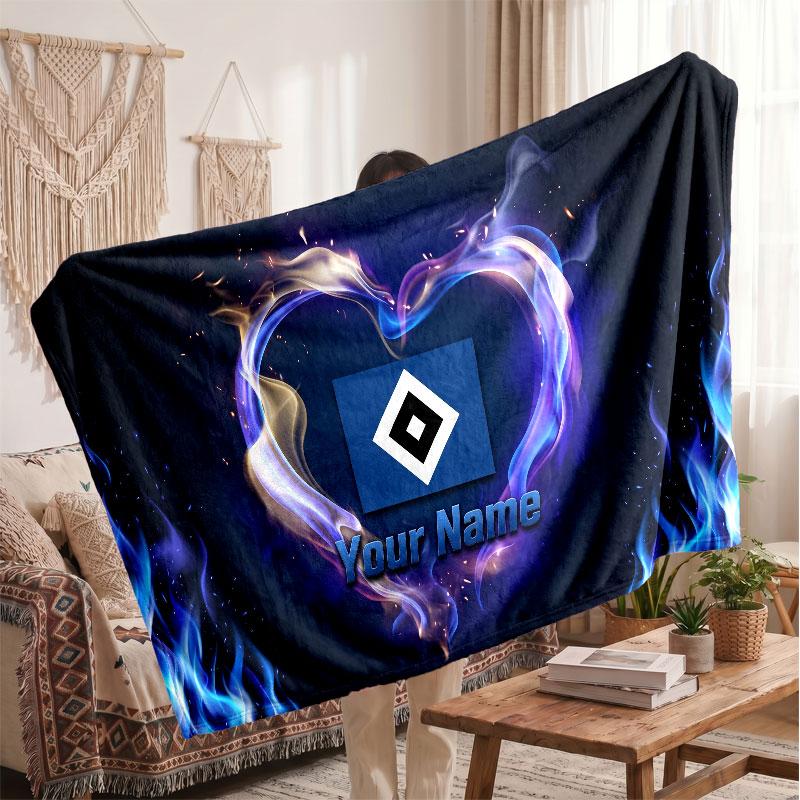 Hamburger SV Personalisierte Fleecedecke Mit Fußballlogo, Benutzerdefinierter Name Text Weich Warm Heimdecke