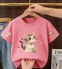 2026 Summer Children's Short-Sleeved Cute Cartoon Cat Print Baby Soft Cotton Multi-Purpose Loose-Fitting Breathable T-Shirt