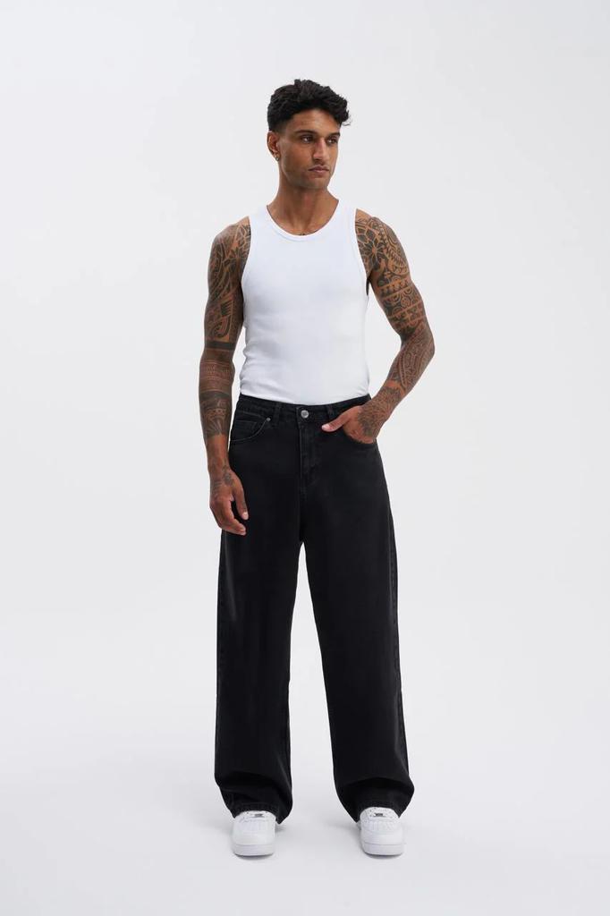 Oversize Baggy Jeansy Męskie Spodnie - Asphalt