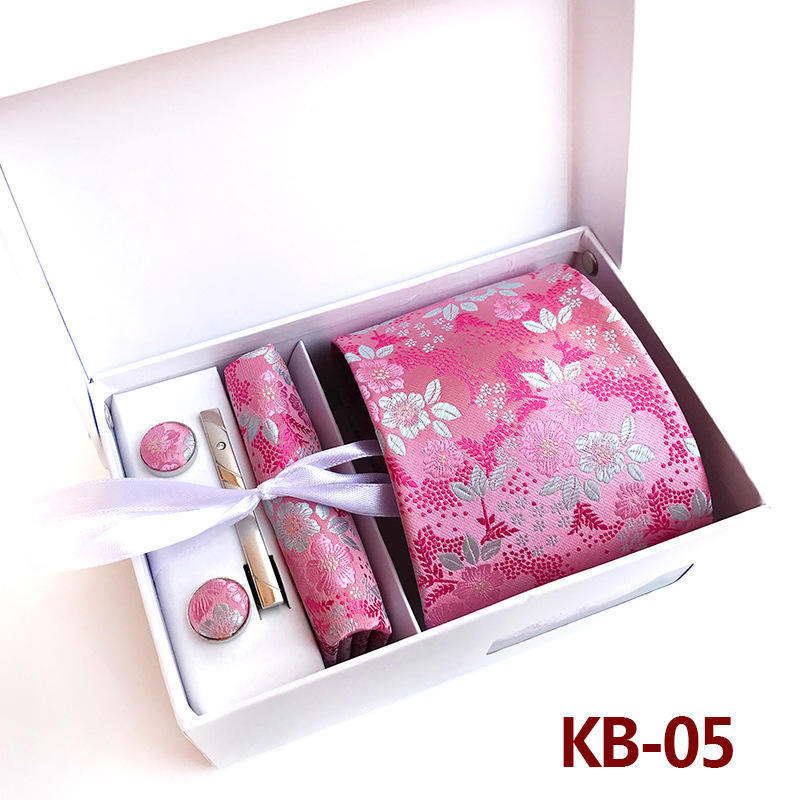 Men'S Tie Gift Box 6-Piece Set Big Flower Wedding Tie Set