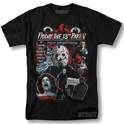 Jason Voorhees Venerdì 13 Anni '90 Film Horror Vtg Design Grafico T-Shirt