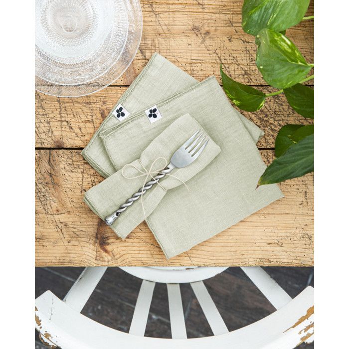 Set of 3 "Gaïa" Table Napkins 40 X 40 Cm "Cotton Gauze" - Gaïa Water Green
