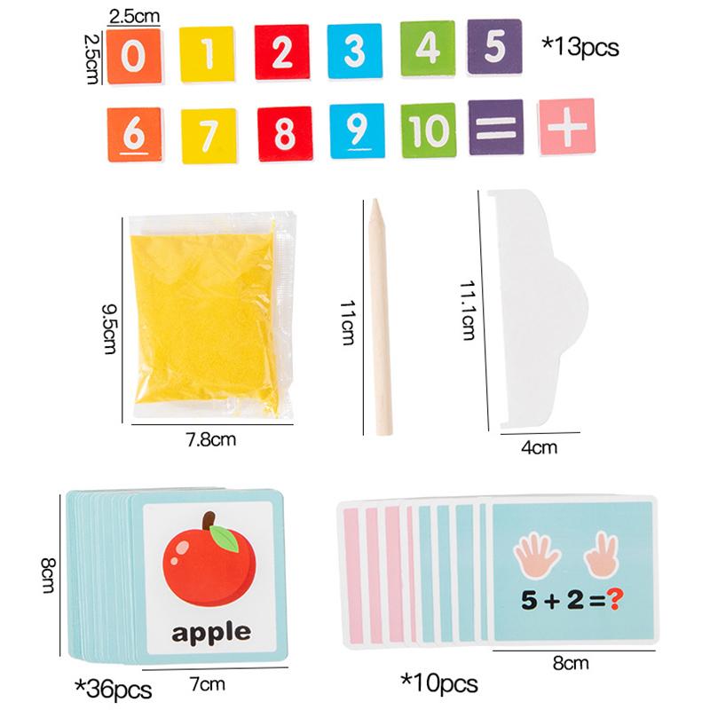 Kinder 2-in-1 Sandmalerei Fingerzählen Zahlenschreibung Wortmalbox Montessori Lehrmittel Frühe Lernspielzeuge