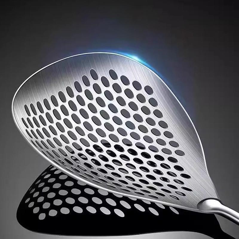 1Pcs Large Durable Stainless Steel Colander Skimmer Spoon Heavy Duty Food Strainer Spoon For Frying & Cooking Kitchen Utensils