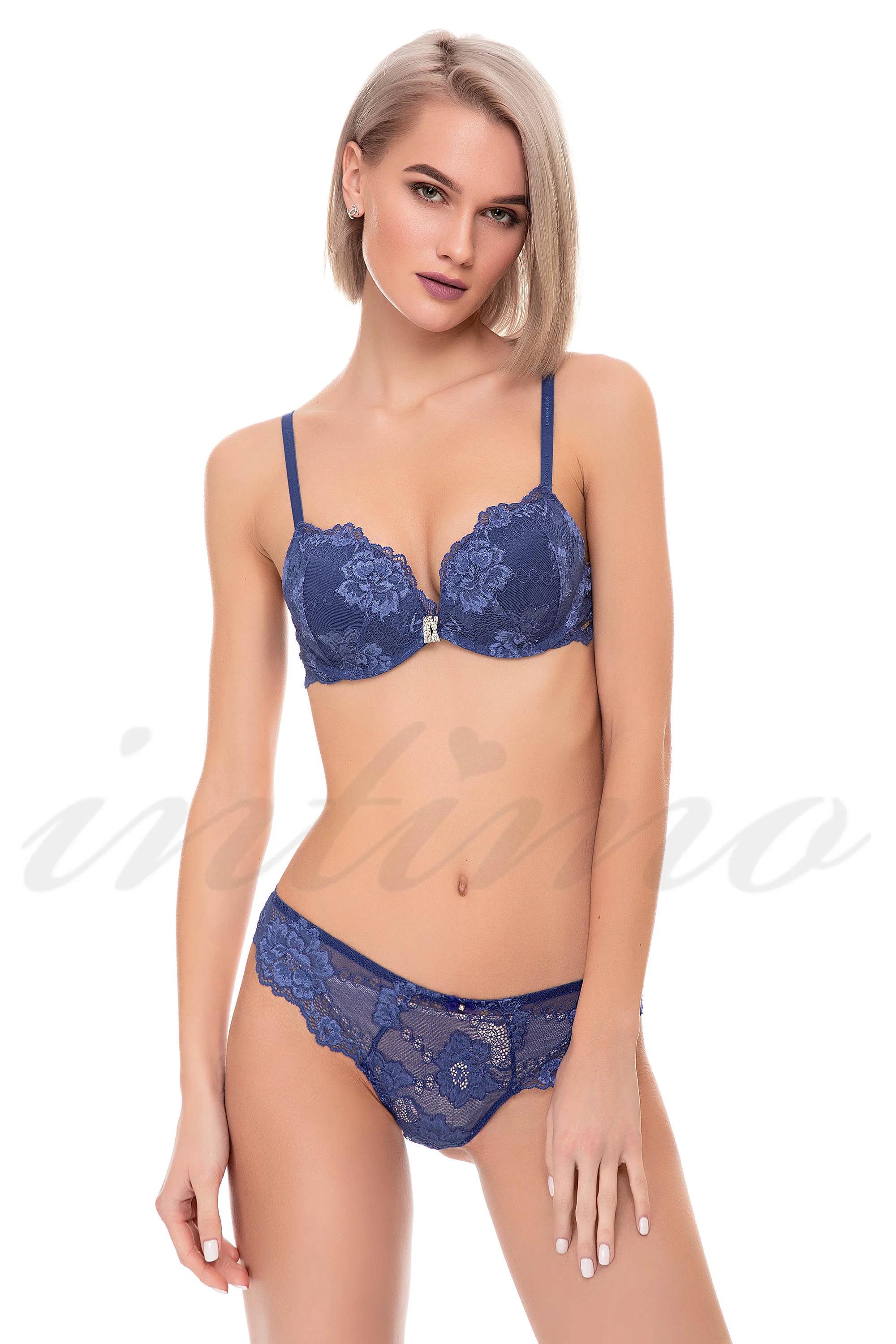 

Комплект білизни: бюстгальтер push-up та трусики бразиліана Lormar (44884) 65B/S французький небо синє кольору