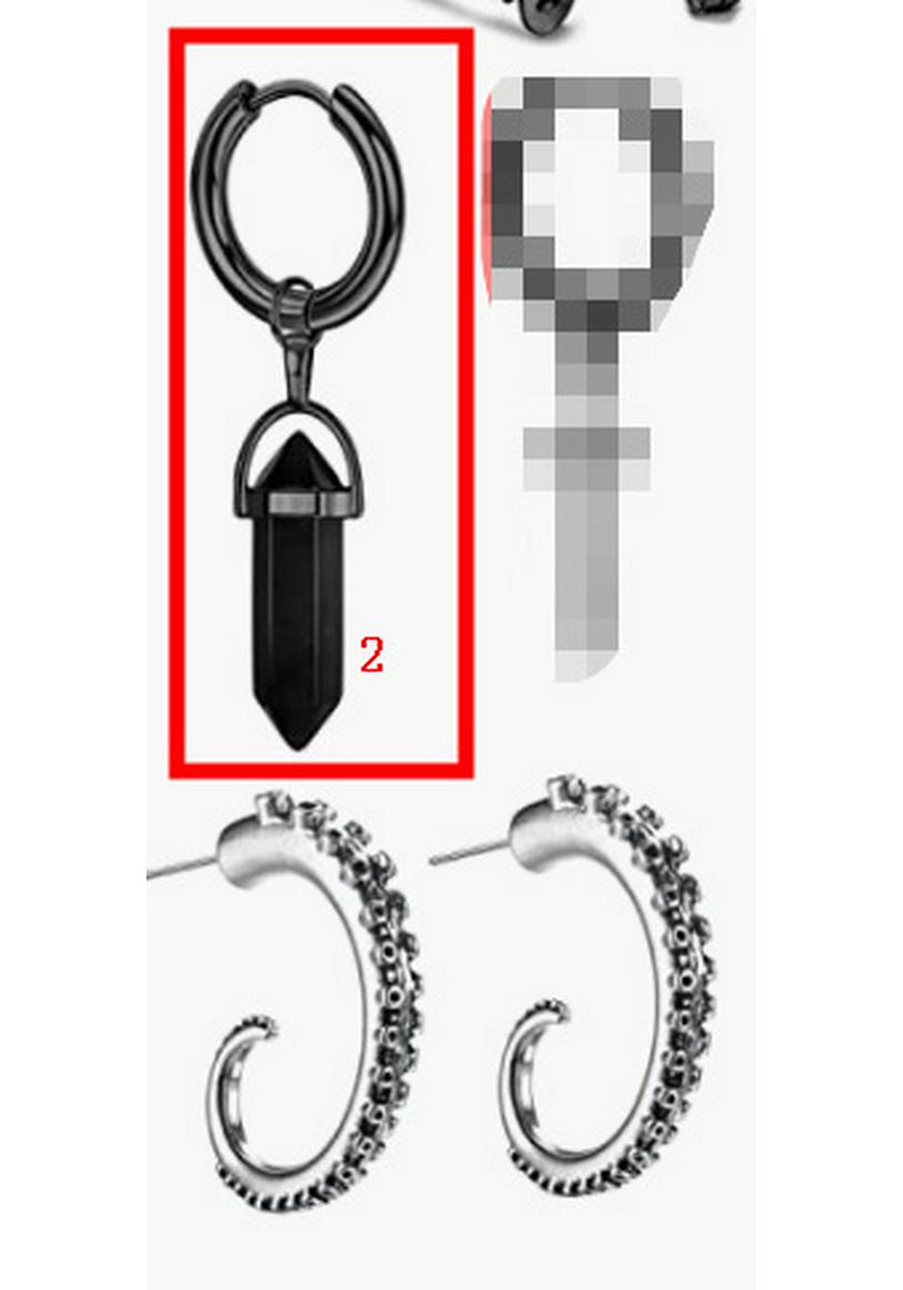 Black Crystal Octopus Earrings - Set of 3 Pairs (SKU-1628978)