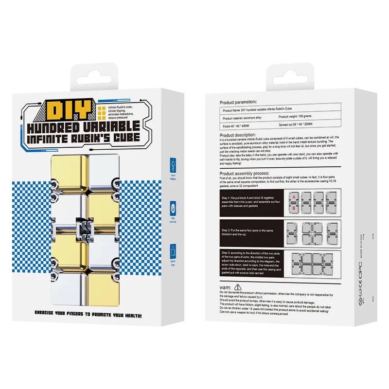 Aluminum Alloy Infinity Cube Fidget Toy Stress Relief Office Puzzle Relaxation Game Portable Educational Toy for Kids Adults