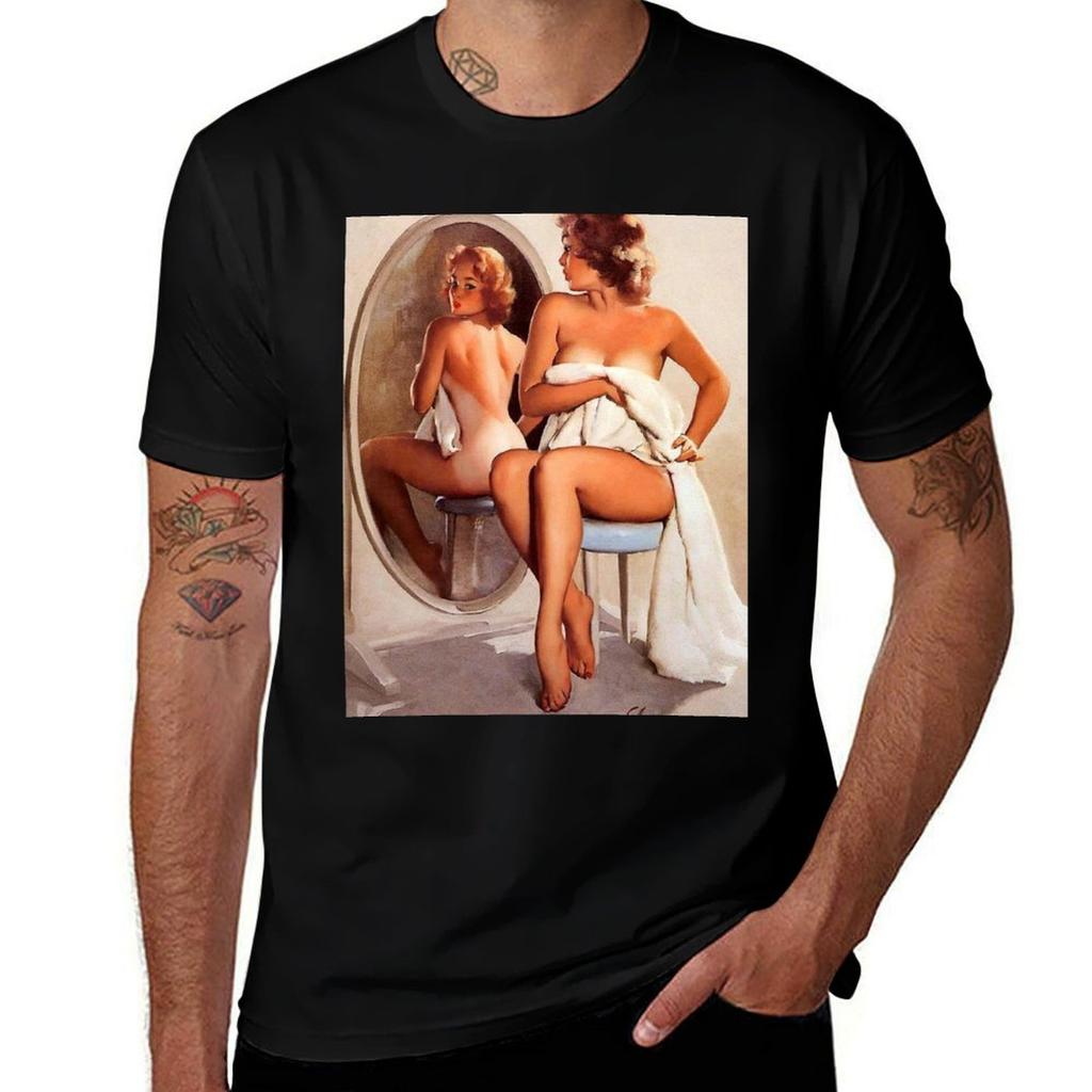 Vintage Retro Sun Tan Pinup Girl Tshirt Casual All Match Short Sleeve Tshirt