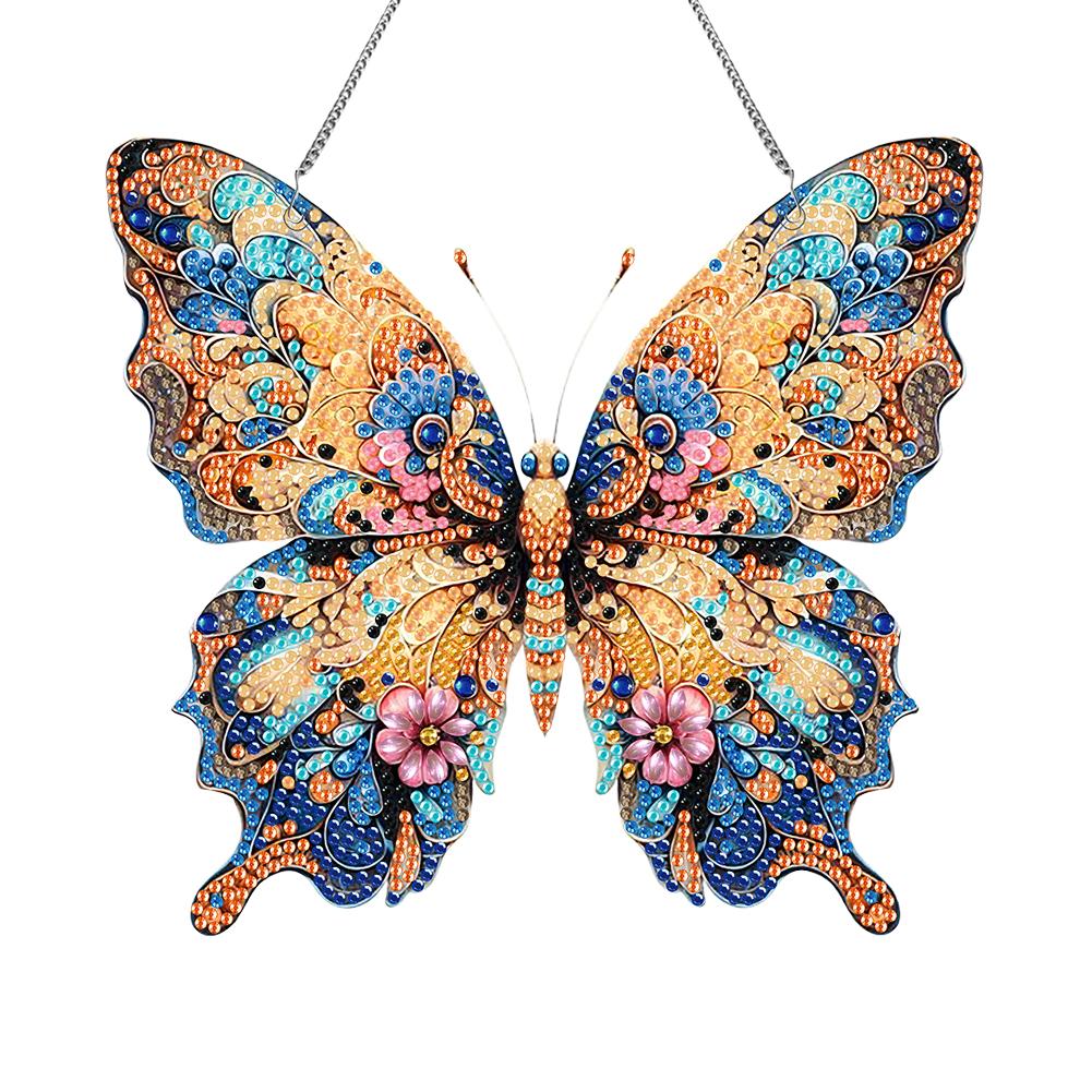 Butterfly Theme 2D Flat DIY Special Shape Hanging Diamond Art Kits Diamond Painting Set Diamond Art Pendant Wall Door Decoration
