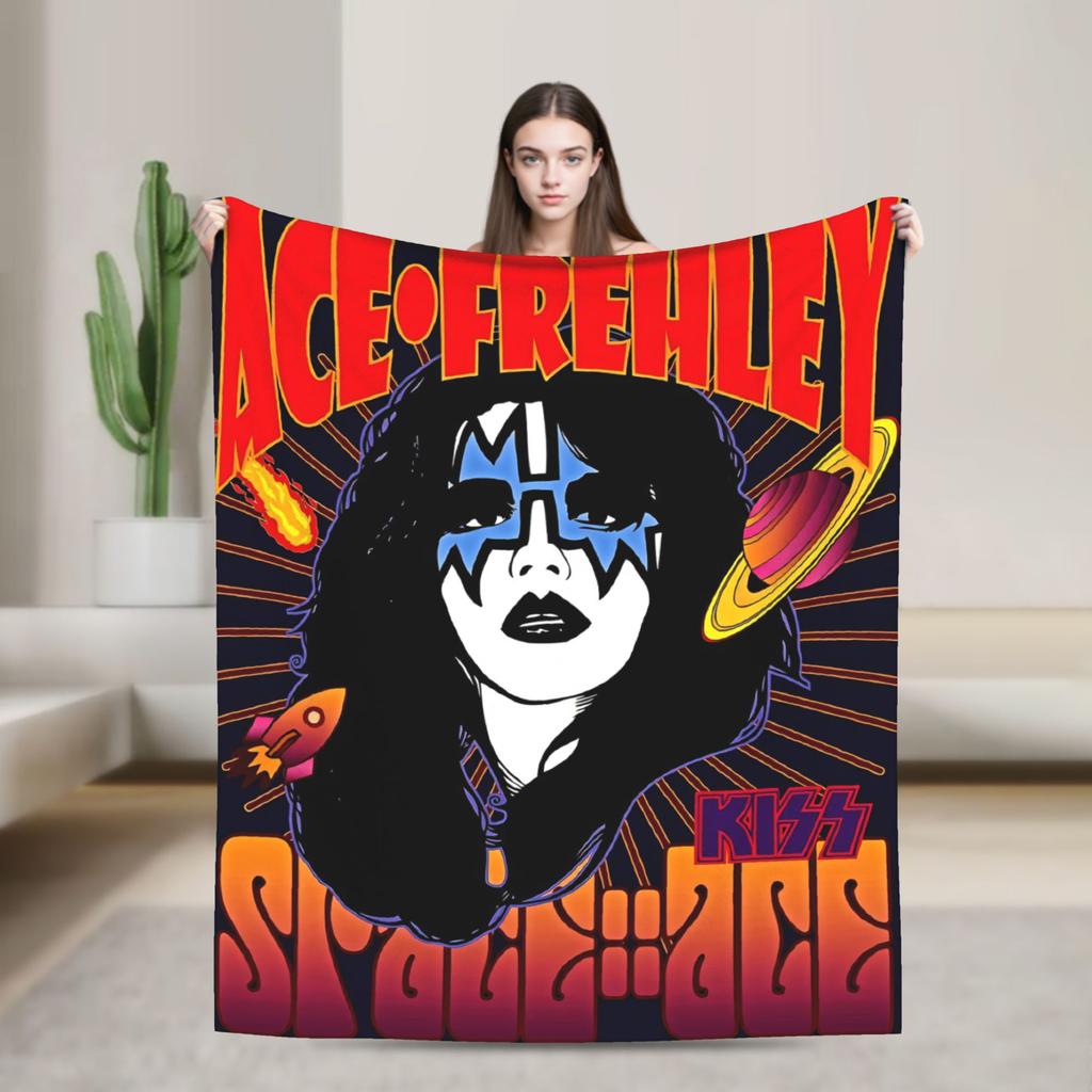Vzpomínka na Ace Frehleyho 1951-2025 Flanelová deka Měkká teplá přehozová deka do ložnice Dekorativní Zábavná přehoz na postel Potah na pohovku