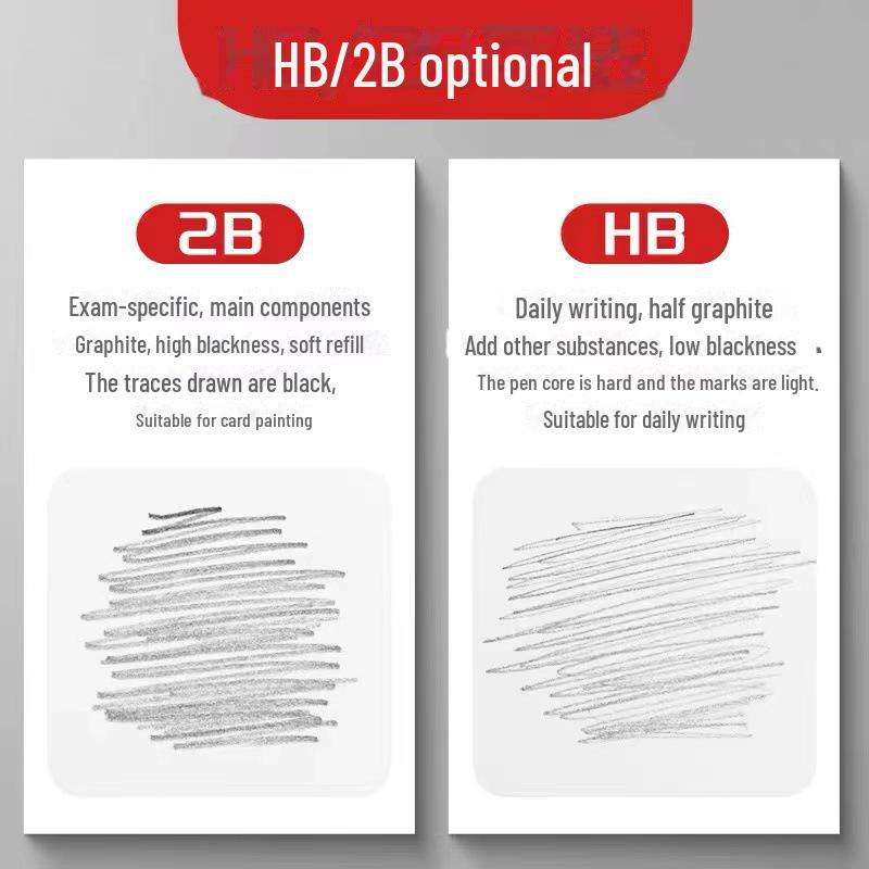 Morning Light Q3801 Large Capacity Lead Core Student Automatic Pencil Refill, 0.5mm HB-100 2B Lead, 0.7mm Continuous Lead
