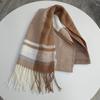 Korean Style Women's Cashmere Scarf Thickened Winter Neck Warmer Checkered Scarf  Autumn Winter
