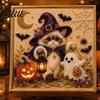 DIY Cat Craft for Adults Halloween Faux Pearl Painting Art Kit Spooky 3D Beads Moonlight Theme Crafts Cute Witch Gem Wall Adults Lovers Beginner