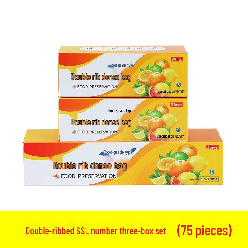 Food-Grade Double Rib Fresh-Keeping Storage Bags for Refrigerator - Thickened for Refrigeration and Freezing