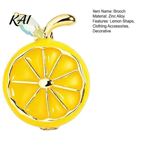 Fruit Pin with Rhinestone Leaf Lemon Slice Brooch Pin, Oil Dripping Leaf, Decorative Badge for Clothes Bags Scarves Bag Decoration
