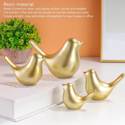 Golden Bird Figurine Small Birds Statues Home Decor Modern Style Birds Decorative Ornaments for Living Room, Bedroom, Office Desktop, Cabinets