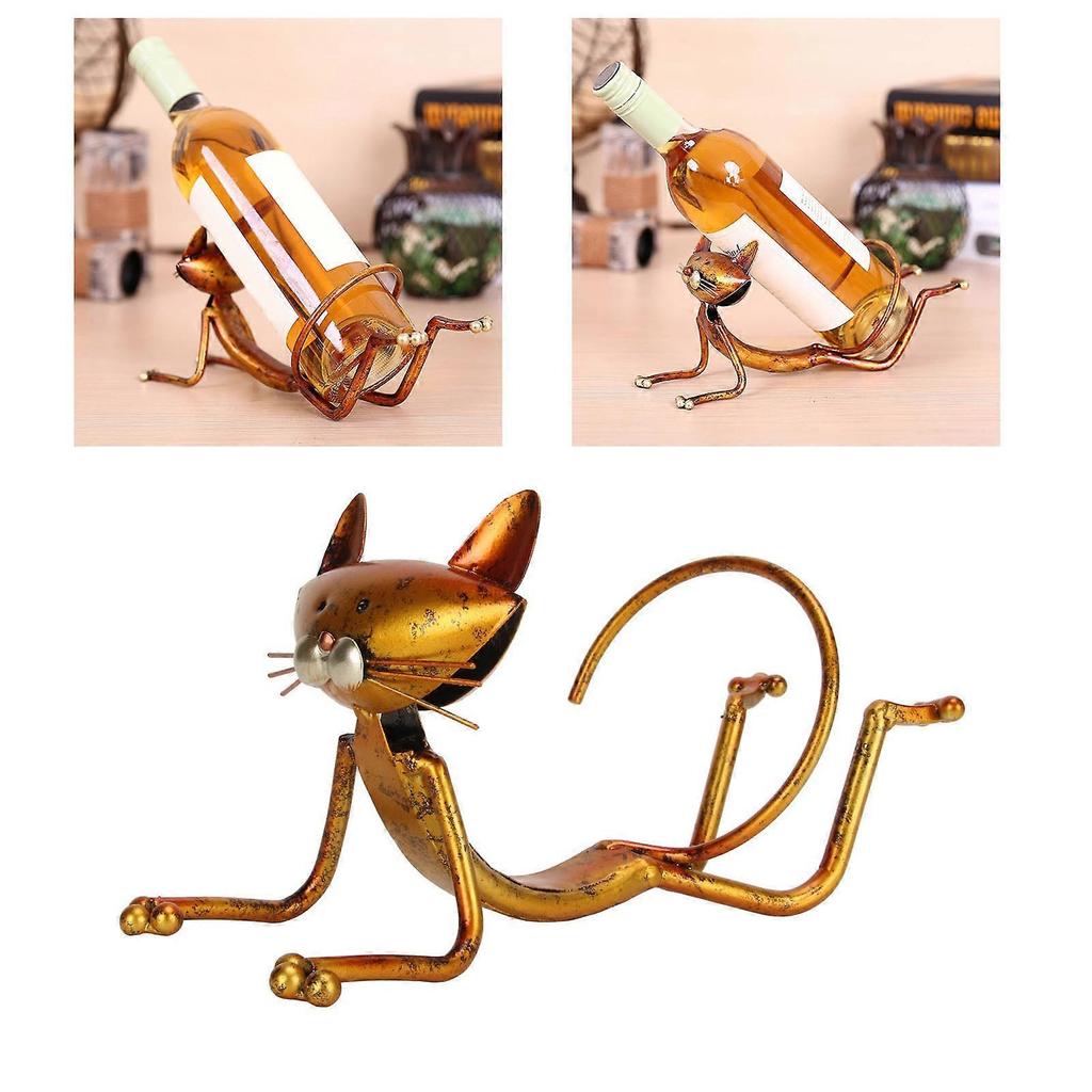 Cat Wine Holder Innovative Modern Style Decorative Metal Cat Shaped Wine Bottle Rack for Home Living Room Cabinet